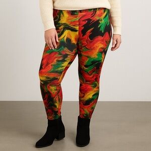 Full Circle Trends Multicolor Abstract Print Pants Size 2XL Stretchy Lounge Boho